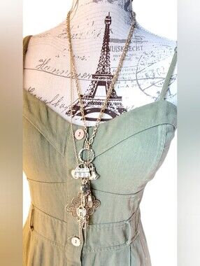 Vtg. Bundle For 2 Gold Tone Charms Necklaces
